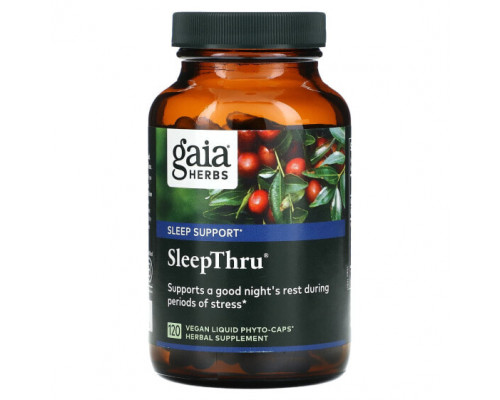 Для здорового сна Gaia Herbs, SleepThru, 120 веганских жидких фито-капсул Для здорового сна Gaia Herbs, SleepThru, 120 веганских жидких фито-капсул
