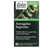 БАДы для укрепления иммунитета Gaia Herbs, Astragalus Supreme, 60 веганских фито-капсул с жидкостью