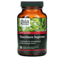 Растительные экстракты и настойки Gaia Herbs, Hawthorn Supreme, 120 веганских жидких фитокапсул