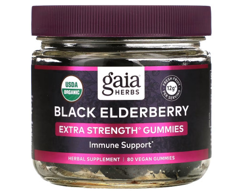 Gaia Herbs, Black Elderberry Extra Strength Immune Support Gummies, 80 Vegan Gummies Gaia Herbs, Black Elderberry Extra Strength Immune Support Gummies, 80 Vegan Gummies