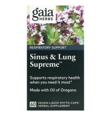 Для здоровья дыхательной системы Gaia Herbs, Sinus & Lung Supreme, 60 веганских жидких фитокапсул