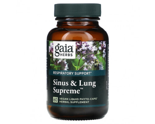 Для здоровья дыхательной системы Gaia Herbs, Sinus & Lung Supreme, 60 веганских жидких фитокапсул Для здоровья дыхательной системы Gaia Herbs, Sinus & Lung Supreme, 60 веганских жидких фитокапсул