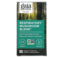 Gaia Herbs, Смесь респираторных грибов, 40 веганских капсул