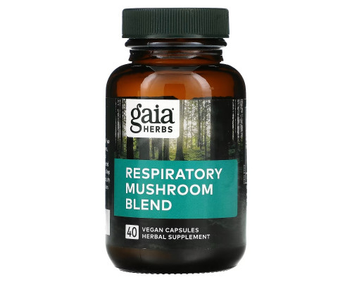 Gaia Herbs, Смесь респираторных грибов, 40 веганских капсул Gaia Herbs, Смесь респираторных грибов, 40 веганских капсул