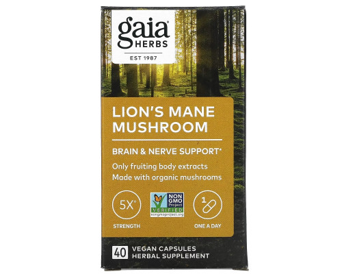 Gaia Herbs, Lion's Mane Mushroom, 40 Vegan Capsules Gaia Herbs, Lion's Mane Mushroom, 40 Vegan Capsules