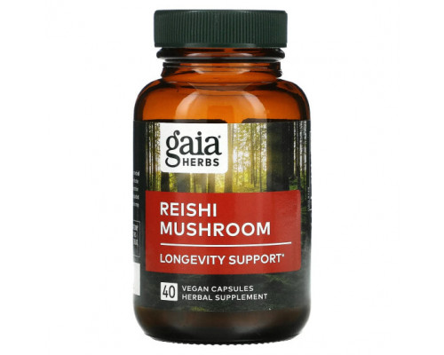 Грибы Gaia Herbs, Гриб рейши, 40 веганских капсул Грибы Gaia Herbs, Гриб рейши, 40 веганских капсул