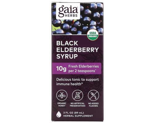 Gaia Herbs, Black Elderberry Syrup, 3 fl oz ( 89 ml) Gaia Herbs, Black Elderberry Syrup, 3 fl oz ( 89 ml)