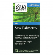 Gaia Herbs Со пальметто 60 жидких фито-капсул на растительной основе