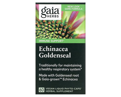 Gaia Herbs, Быстрое облегчение, эхинацея и желтокорень, 60 вегетарианских жидких фито-капсул Gaia Herbs, Быстрое облегчение, эхинацея и желтокорень, 60 вегетарианских жидких фито-капсул