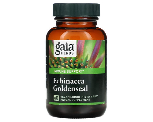 Gaia Herbs, Быстрое облегчение, эхинацея и желтокорень, 60 вегетарианских жидких фито-капсул Gaia Herbs, Быстрое облегчение, эхинацея и желтокорень, 60 вегетарианских жидких фито-капсул