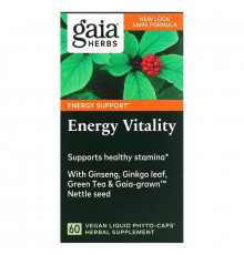 Gaia Herbs, Energy Vitality, 60 веганских капсул Liquid Phyto-Caps