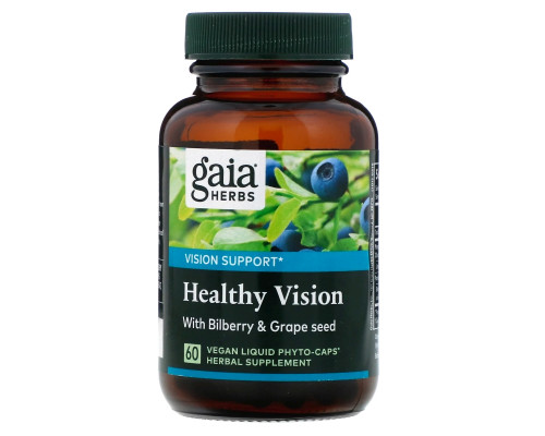 Gaia Herbs Улучшение зрения 60 вегетарианских жидких фито-капсул Gaia Herbs Улучшение зрения 60 вегетарианских жидких фито-капсул