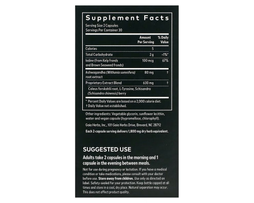 Gaia Herbs, Thyroid Support, 60 Vegan Liquid Phyto-Caps Gaia Herbs, Thyroid Support, 60 Vegan Liquid Phyto-Caps