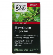 Gaia Herbs Боярышник Supreme 60 вегетарианских жидких фито-капсул