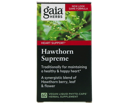 Gaia Herbs Боярышник Supreme 60 вегетарианских жидких фито-капсул Gaia Herbs Боярышник Supreme 60 вегетарианских жидких фито-капсул