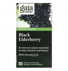 Gaia Herbs Черная бузина 60 вегетарианских мягких фитокапсул