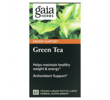 Зеленый кофе и гуарана Gaia Herbs, Зеленый чай, 60 веганских жидких фитокапсул