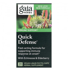 БАДы для укрепления иммунитета Gaia Herbs, Quick Defense, 20 веганских жидких фитокапсул
