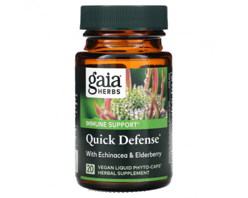 БАДы для укрепления иммунитета Gaia Herbs, Quick Defense, 20 веганских жидких фитокапсул БАДы для укрепления иммунитета Gaia Herbs, Quick Defense, 20 веганских жидких фитокапсул