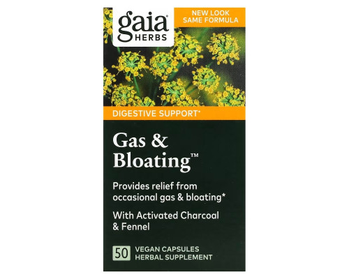 Gaia Herbs Средство от газов и вздутия 50 капсул на растительной основе Gaia Herbs Средство от газов и вздутия 50 капсул на растительной основе