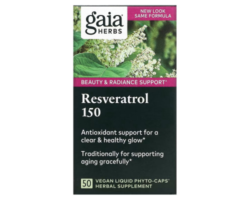 Gaia Herbs, Ресвератрол 150, 50 вегетарианских фитокапсул