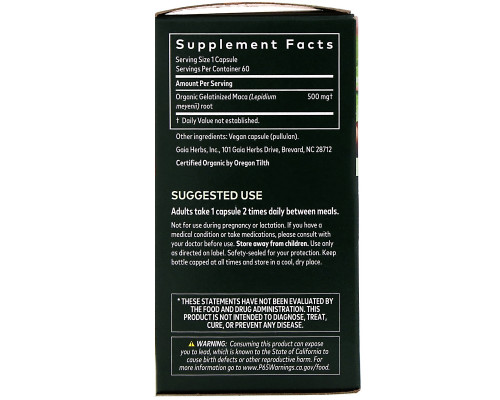Gaia Herbs Корень маки 60 растительных капсул Gaia Herbs Корень маки 60 растительных капсул