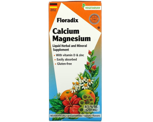 Gaia Herbs, Floradix, Calcium Magnesium with Vitamin D & Zinc, 8.5 fl oz (250 ml) Gaia Herbs, Floradix, Calcium Magnesium with Vitamin D & Zinc, 8.5 fl oz (250 ml)