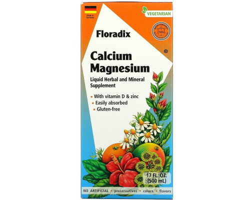 Gaia Herbs, Floradix, Calcium Magnesium with Vitamin D & Zinc, 17 fl oz (500 ml) Gaia Herbs, Floradix, Calcium Magnesium with Vitamin D & Zinc, 17 fl oz (500 ml)