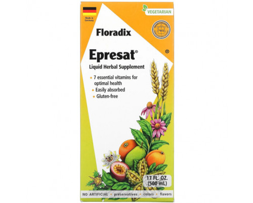 Растительные экстракты и настойки Gaia Herbs, Floradix, Epresat, жидкая растительная добавка, 500 мл (17 жидк. Унций) Растительные экстракты и настойки Gaia Herbs, Floradix, Epresat, жидкая растительная добавка, 500 мл (17 жидк. Унций)