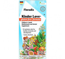 Детское здоровье Gaia Herbs, Floradix, Kinder Love, жидкая мультивитаминная и травяная добавка для детей, без глютена, 500 мл (17 жидк. Унций)
