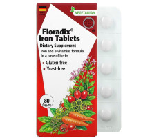 Gaia Herbs, Floradix, железо в таблетках, 80 таблеток