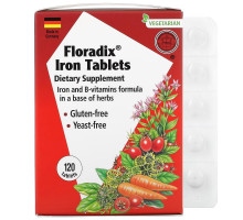 Gaia Herbs, Floradix, железо, 120 таблеток