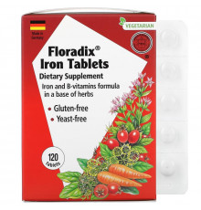 Gaia Herbs, Floradix, железо, 120 таблеток