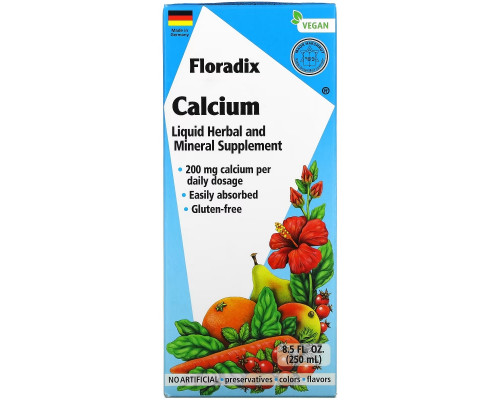Gaia Herbs, Floradix, Calcium, 200 mg, 8.5 fl oz (250 ml) Gaia Herbs, Floradix, Calcium, 200 mg, 8.5 fl oz (250 ml)