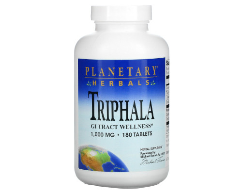 Planetary Herbals, Трифала, здоровье желудочно-кишечного тракта, 1,000 мг, 180 таблеток Planetary Herbals, Трифала, здоровье желудочно-кишечного тракта, 1,000 мг, 180 таблеток