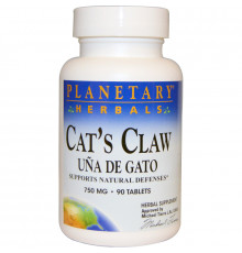 Planetary Herbals, Кошачий коготь, Уна де Гато, 750 мг, 90 таблеток