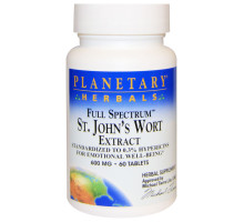 Planetary Herbals, Экстракт зверобоя полного спектра, 600 мг, 60 таблеток