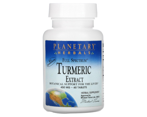 Planetary Herbals, Экстракт куркумы полного спектра, 450 мг, 60 таблеток Planetary Herbals, Экстракт куркумы полного спектра, 450 мг, 60 таблеток