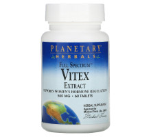 Planetary Herbals, Полный спектр, экстракт витекса, 500 мг, 60 таблеток