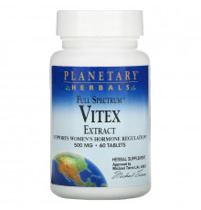 Planetary Herbals, Полный спектр, экстракт витекса, 500 мг, 60 таблеток