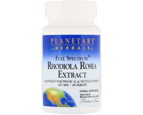 Planetary Herbals, Экстракт родиолы розовой, Полный спектр действия, 327 мг, 60 таблеток