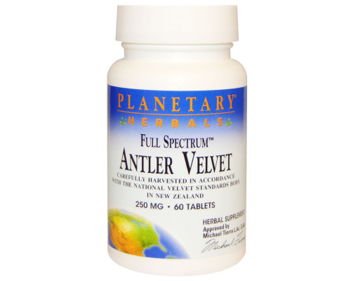 Planetary Herbals, Полный спектр, отростки оленьего рога, 250 мг, 60 таблеток Planetary Herbals, Полный спектр, отростки оленьего рога, 250 мг, 60 таблеток