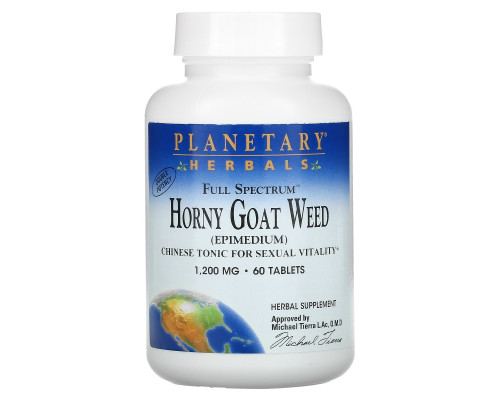 Planetary Herbals, Горянка, полный спектр, 1200 мг, 60 таблеток Planetary Herbals, Горянка, полный спектр, 1200 мг, 60 таблеток