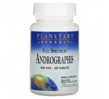 Аюрведа Planetary Herbals, Андрографис полного спектра, 400 мг, 60 таблеток