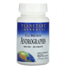 Аюрведа Planetary Herbals, Андрографис полного спектра, 400 мг, 60 таблеток