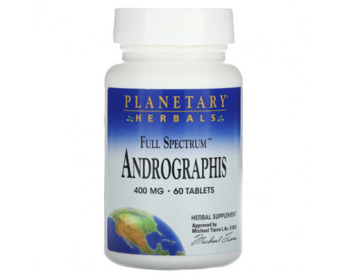 Аюрведа Planetary Herbals, Андрографис полного спектра, 400 мг, 60 таблеток Аюрведа Planetary Herbals, Андрографис полного спектра, 400 мг, 60 таблеток
