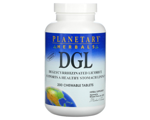 Planetary Herbals, DGL, деглицирризованная солодка, 200 жевательных таблеток