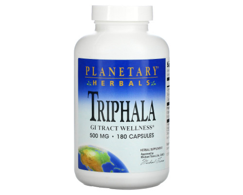 Planetary Herbals, Трифала, 500 мг, 180 капсул Planetary Herbals, Трифала, 500 мг, 180 капсул