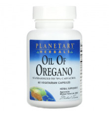 Растительные масла Planetary Herbals, Масло орегано, 60 вегетарианских капсул