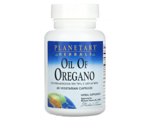 Растительные масла Planetary Herbals, Масло орегано, 60 вегетарианских капсул Растительные масла Planetary Herbals, Масло орегано, 60 вегетарианских капсул